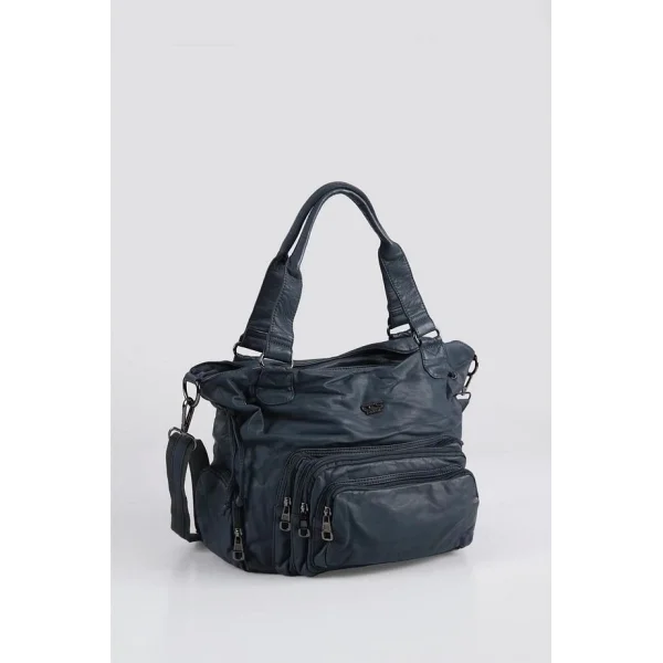 Katti Mavi Cilt Omuz Çantası