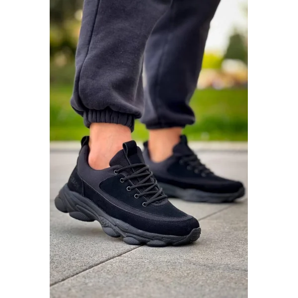 KB-707  Kuback  Siyah Süet Siyah Yüksek Taban Bağcıklı Günlük Erkek Ayakkabı