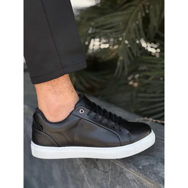 KB-BX1  Kuback Siyah Cilt Yüksek Beyaz Taban Günlük Erkek Ayakkabı