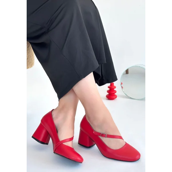 Kier Kırmızı Cilt Topuklu Ayakkabı