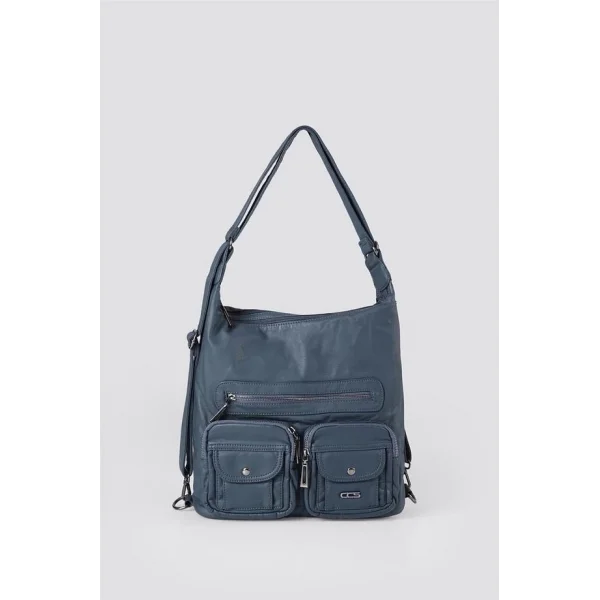 Kinya Mavi Cilt Omuz Çantası