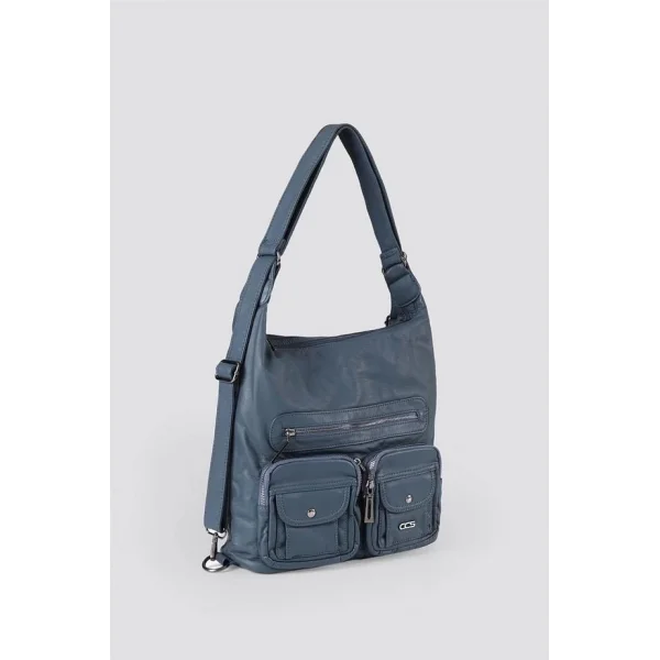 Kinya Mavi Cilt Omuz Çantası