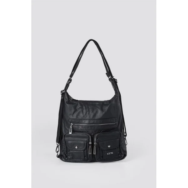 Kinya Siyah Cilt Omuz Çantası