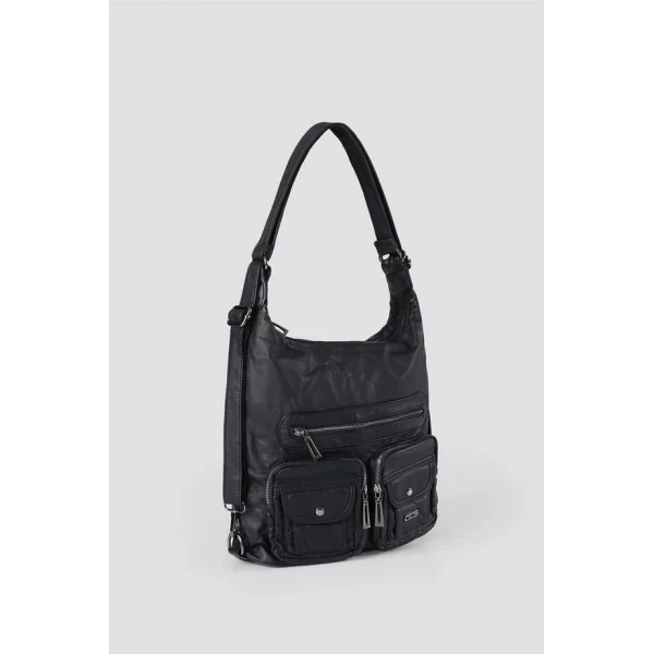 Kinya Siyah Cilt Omuz Çantası