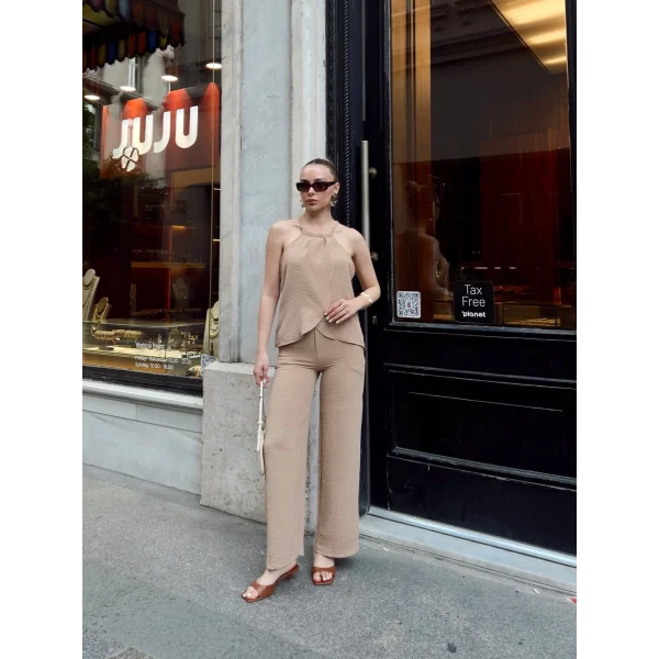 Kruvaze takım ayrobin bej s054