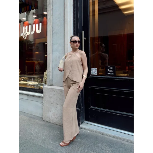 Kruvaze takım ayrobin bej s054