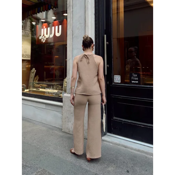 Kruvaze takım ayrobin bej s054