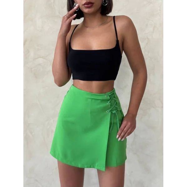 Kuş gözü şort etek yeşil s25819