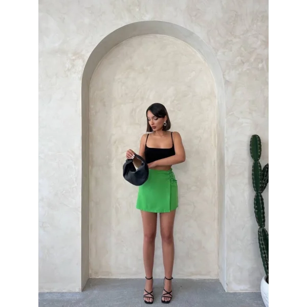 Kuş gözü şort etek yeşil s25819