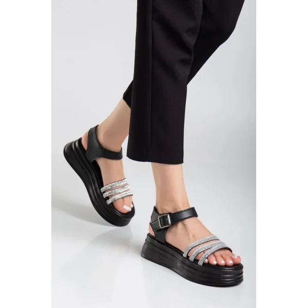 Lalen Siyah Kemerli Sandalet