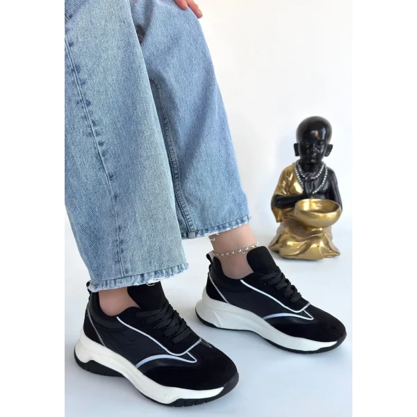 Lemda Siyah Süet Bağcıklı Spor Ayakkabı