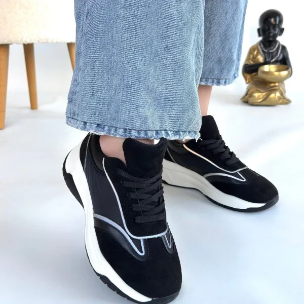 Lemda Siyah Süet Bağcıklı Spor Ayakkabı