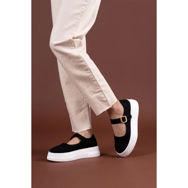 Lunni Siyah Keten Spor Ayakkabı