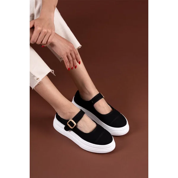 Lunni Siyah Keten Spor Ayakkabı