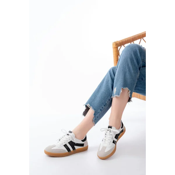 M-1004 Beyaz Bağcıklı Termo Taban Günlük Kadın Spor