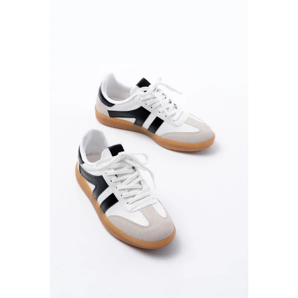 M-1004 Beyaz Bağcıklı Termo Taban Günlük Kadın Spor