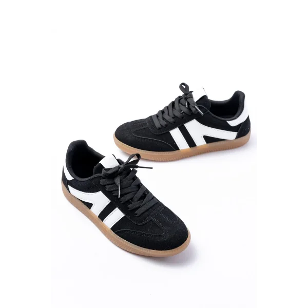 M-1004 Siyah Süet Bağcıklı Termo Taban Günlük Kadın Spor