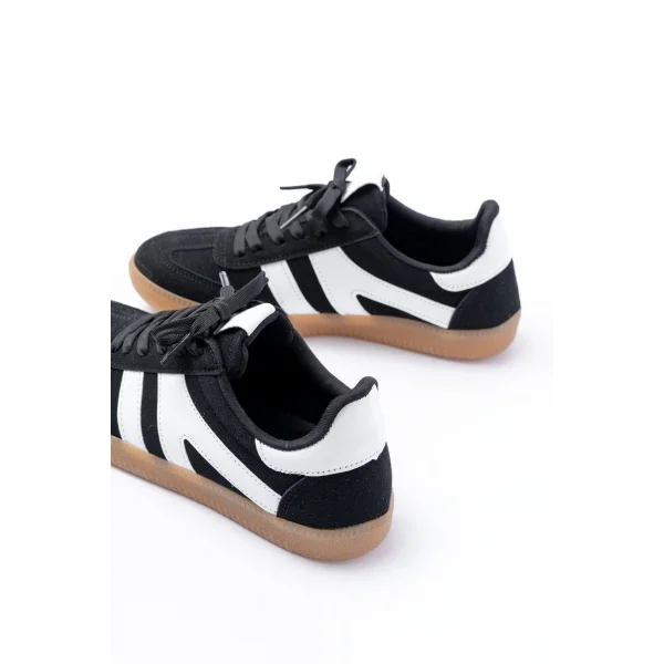 M-1004 Siyah Süet Bağcıklı Termo Taban Günlük Kadın Spor