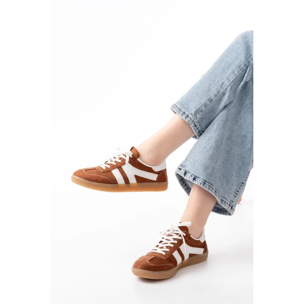 M-1004 Taba Süet Bağcıklı Termo Taban Günlük Kadın Spor