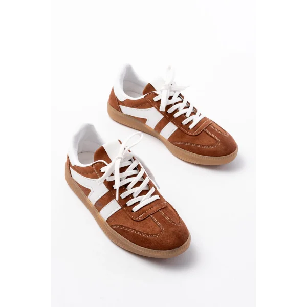 M-1004 Taba Süet Bağcıklı Termo Taban Günlük Kadın Spor