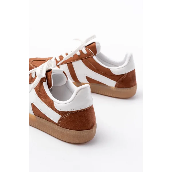 M-1004 Taba Süet Bağcıklı Termo Taban Günlük Kadın Spor