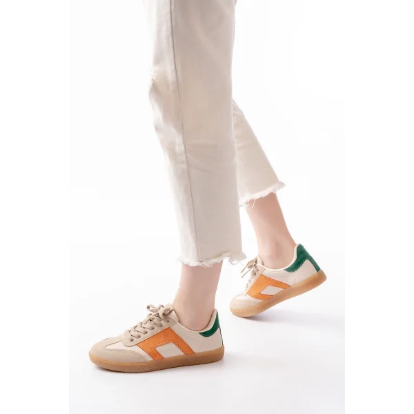 M-5007 Bej Garni  Bağcıklı Termo Taban Günlük Kadın Spor