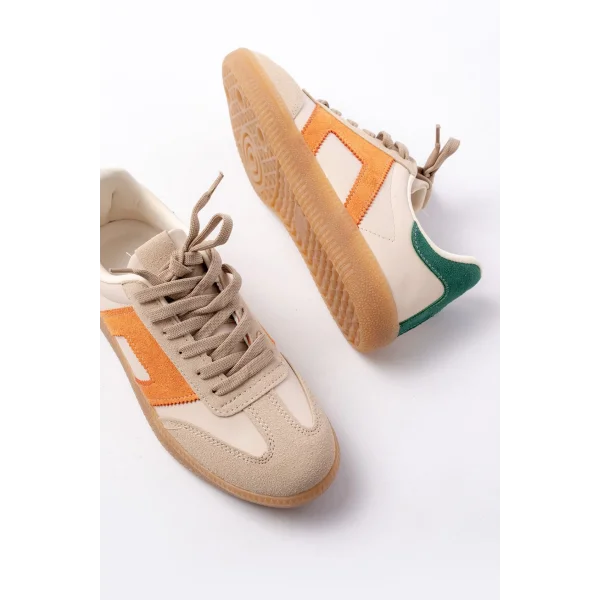 M-5007 Bej Garni  Bağcıklı Termo Taban Günlük Kadın Spor