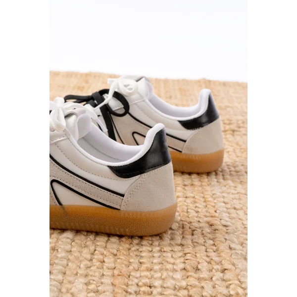 M-6005 Beyaz Garni  Bağcıklı Termo Taban Günlük Kadın Spor