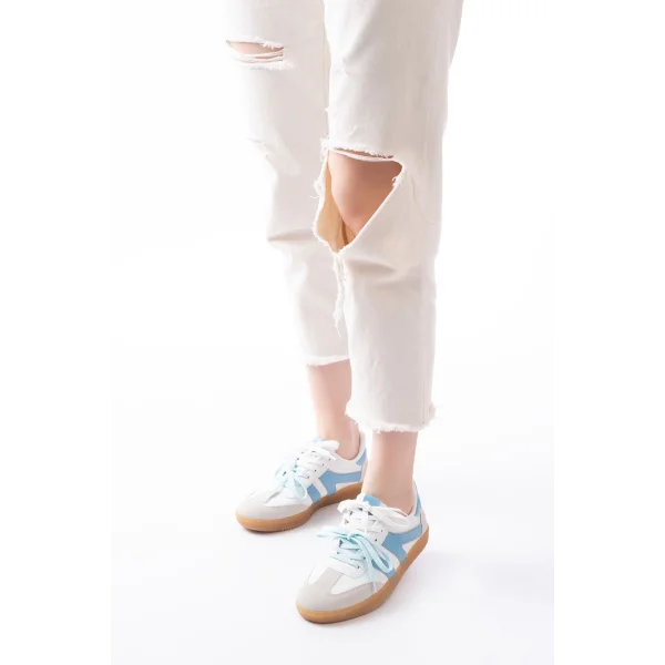 M-6005 Mavi Garni  Bağcıklı Termo Taban Günlük Kadın Spor