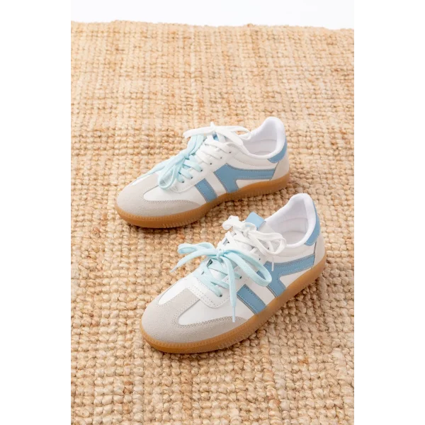 M-6005 Mavi Garni  Bağcıklı Termo Taban Günlük Kadın Spor