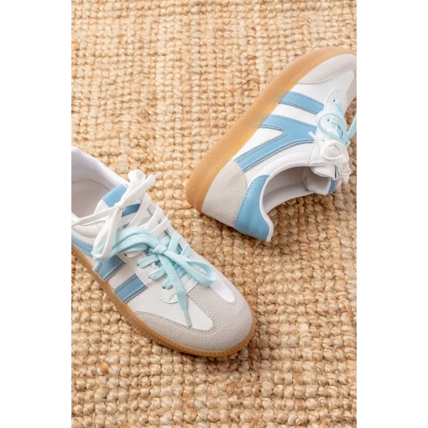 M-6005 Mavi Garni  Bağcıklı Termo Taban Günlük Kadın Spor