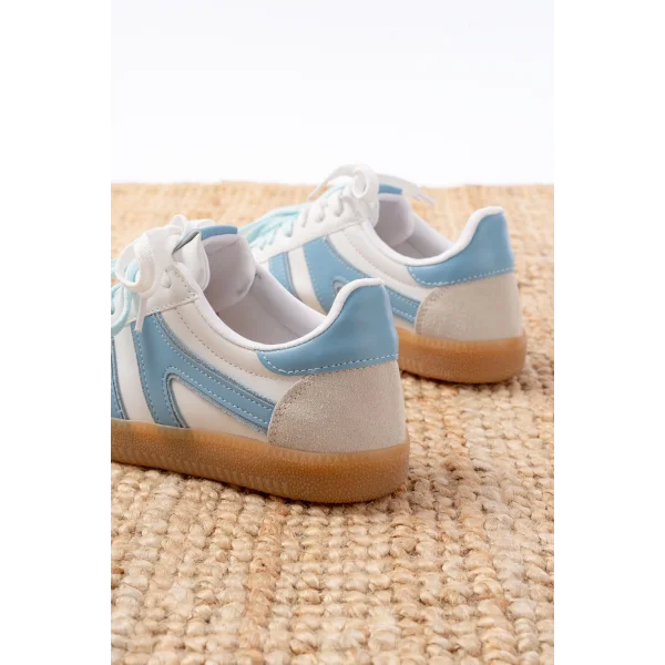 M-6005 Mavi Garni  Bağcıklı Termo Taban Günlük Kadın Spor