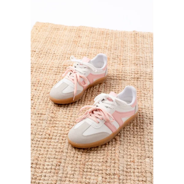 M-6005 Pudra Garni  Bağcıklı Termo Taban Günlük Kadın Spor