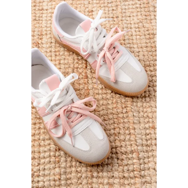 M-6005 Pudra Garni  Bağcıklı Termo Taban Günlük Kadın Spor