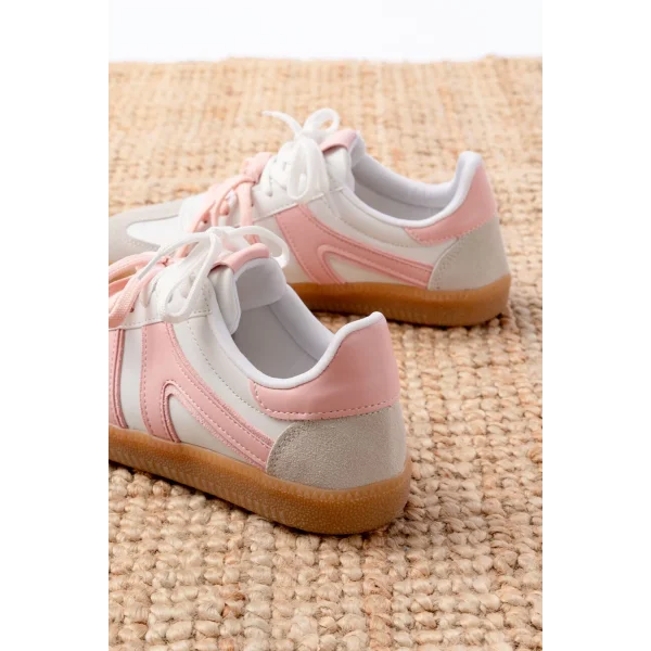 M-6005 Pudra Garni  Bağcıklı Termo Taban Günlük Kadın Spor