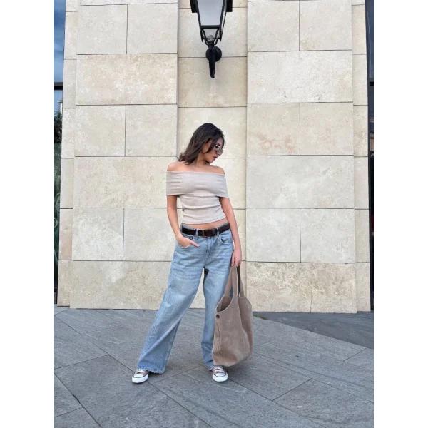 Madonna yaka sıfır kol bluz