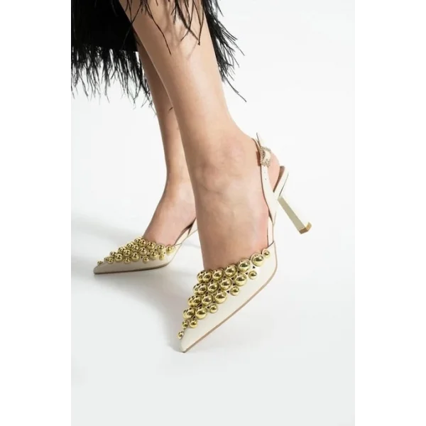 Makay Bej Rugan Topuklu Ayakkabı