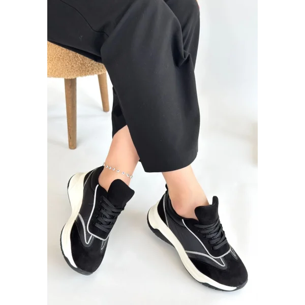 Mark Siyah Cilt Bağcıklı Spor Ayakkabı