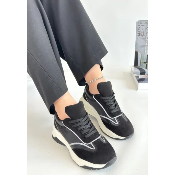 Mark Siyah Cilt Bağcıklı Spor Ayakkabı