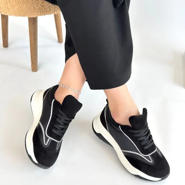 Mark Siyah Cilt Bağcıklı Spor Ayakkabı