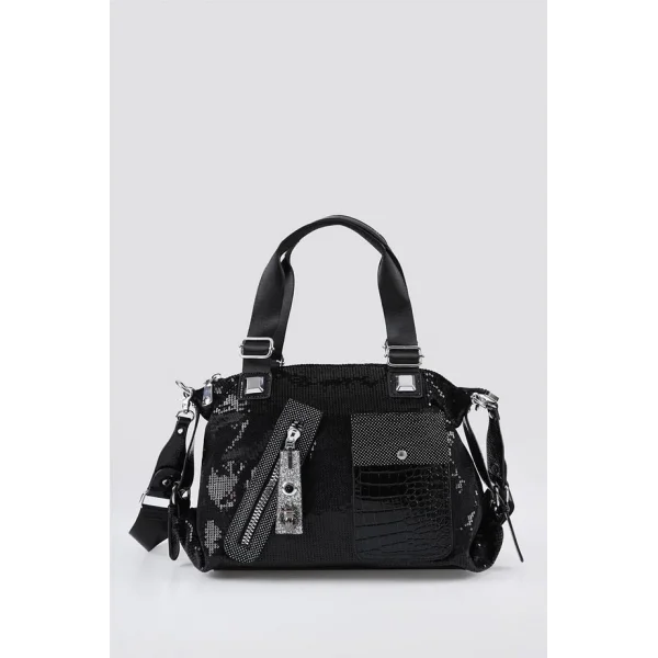 Merli Siyah Cilt Omuz Çantası