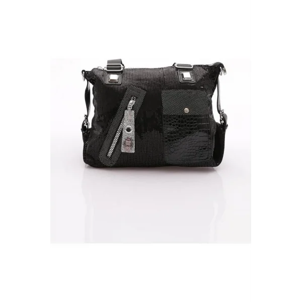 Merli Siyah Cilt Omuz Çantası