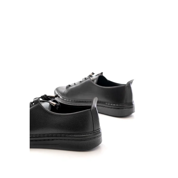 MK-9026 Siyah Bağcıklı  Taş Aksesuarlı Günlük Spor Ayakkabı