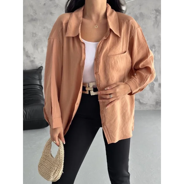 Modal oversize cepli gömlek