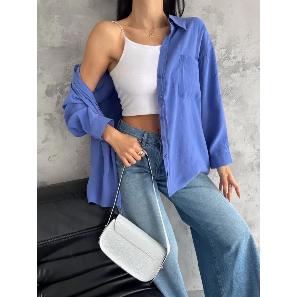 Modal oversize cepli gömlek