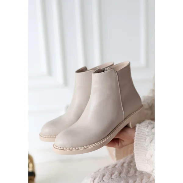 Moed Bej Cilt Topuklu Bot