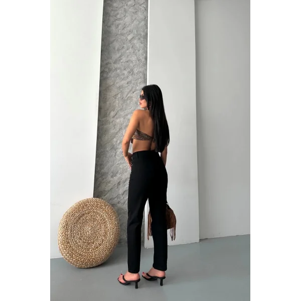 Mom fit enzim taş yıkama jeans pantolon siyah d2006