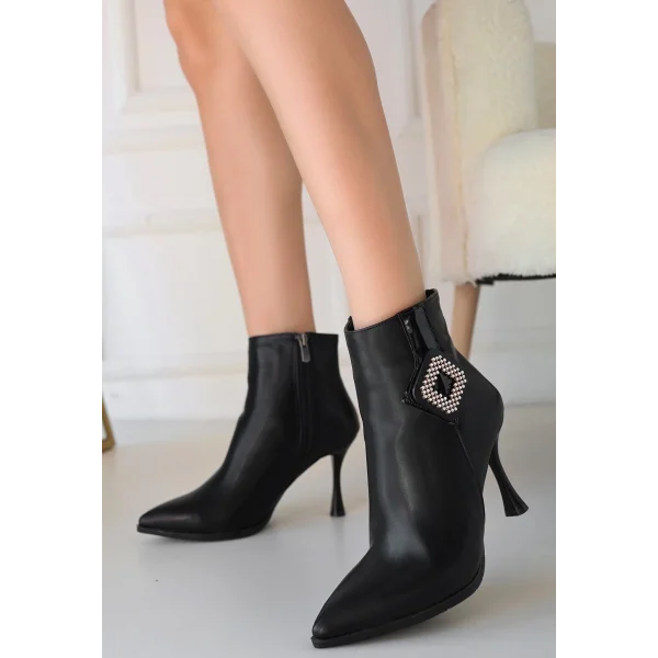 Moose Siyah Cilt Topuklu Bot