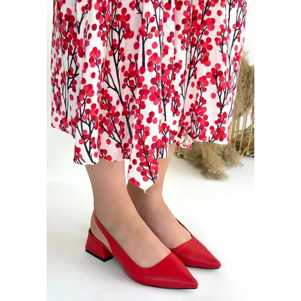 Morji Kırmızı Cilt Topuklu Ayakkabı