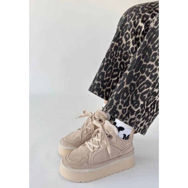 Muden Bej Süet Bağcıklı Bot